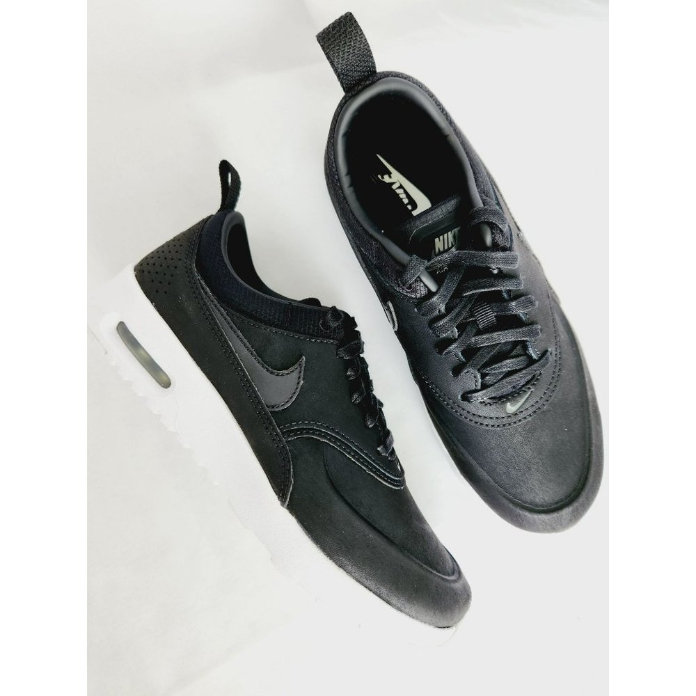 6 WOMEN'S NIKE AIR MAX THEA PRM LEATHER BLACK WHITE FJ9303-007 RUNNING SNEAKERS
